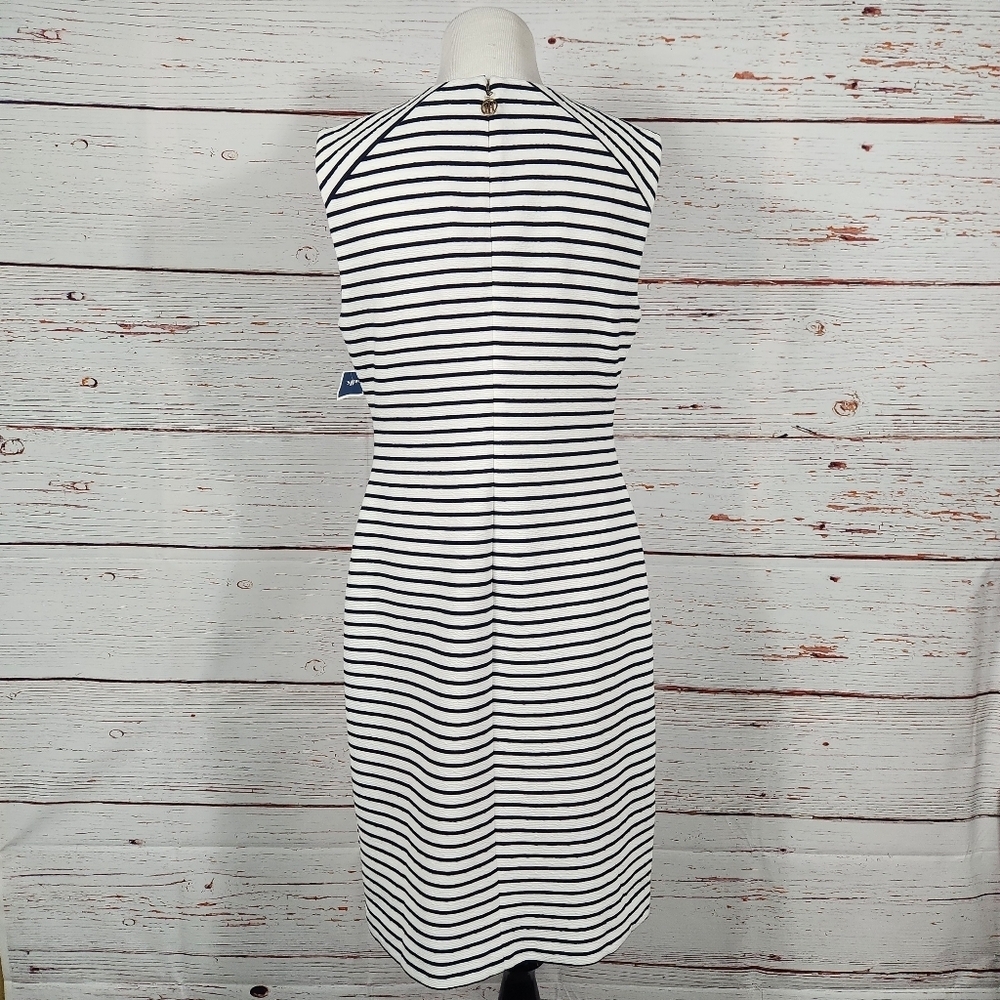 TOMMY HILFIGER Sleeveless Striped Nautical Sheath Dress Navy And White Size 8 - Picture 5 of 9